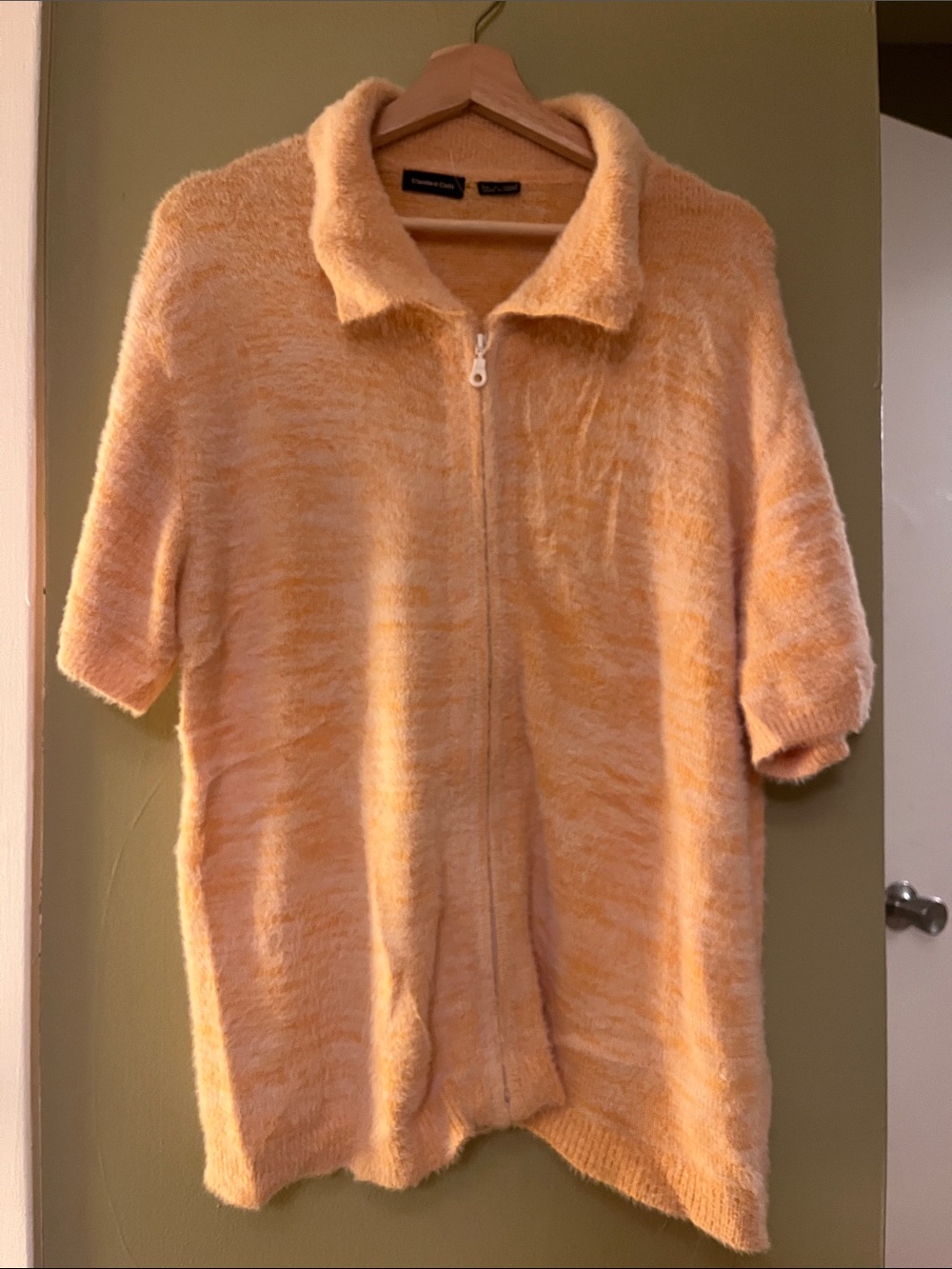 Fuzzy zip up t-shirt